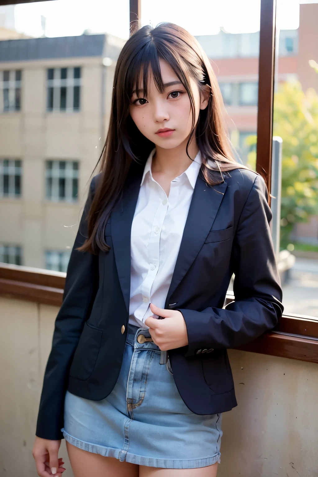 Highest quality, masterpiece, 1 girl, ~18-year-old, Beautiful Face, Realistic, High resolution,School, Student Uniform,sexy