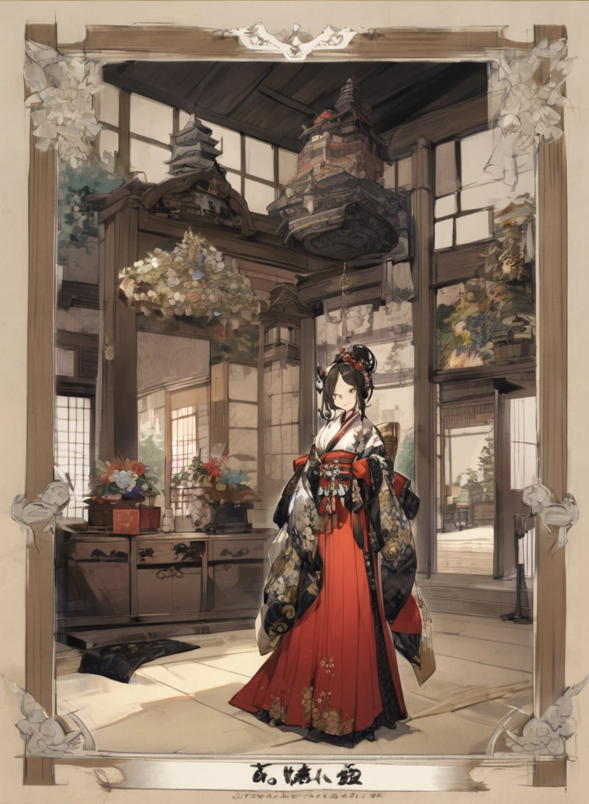 Interior of Sawayama Castle, showing luxurious and opulent decorations, traditional Japanese style, Edo period."
