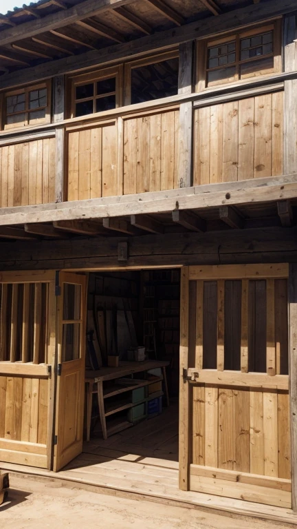 Facade of a humble artisan carpentry workshop