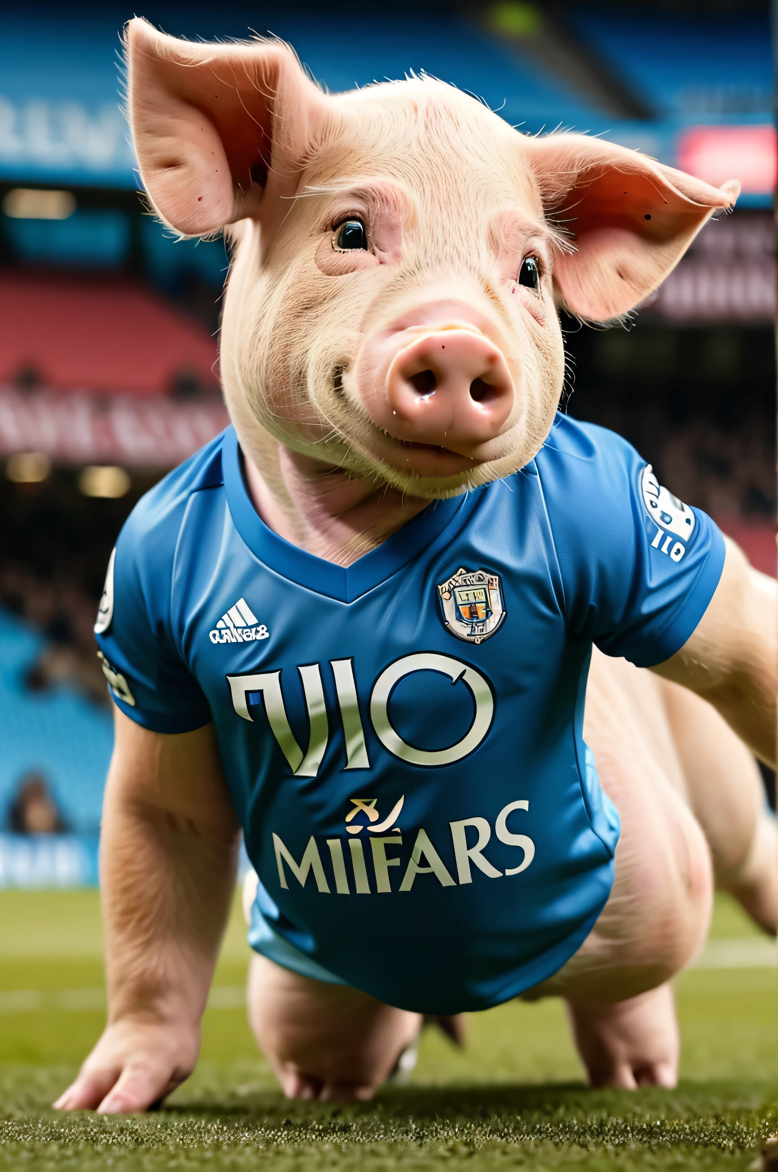Pig with the Manchester city shirt 