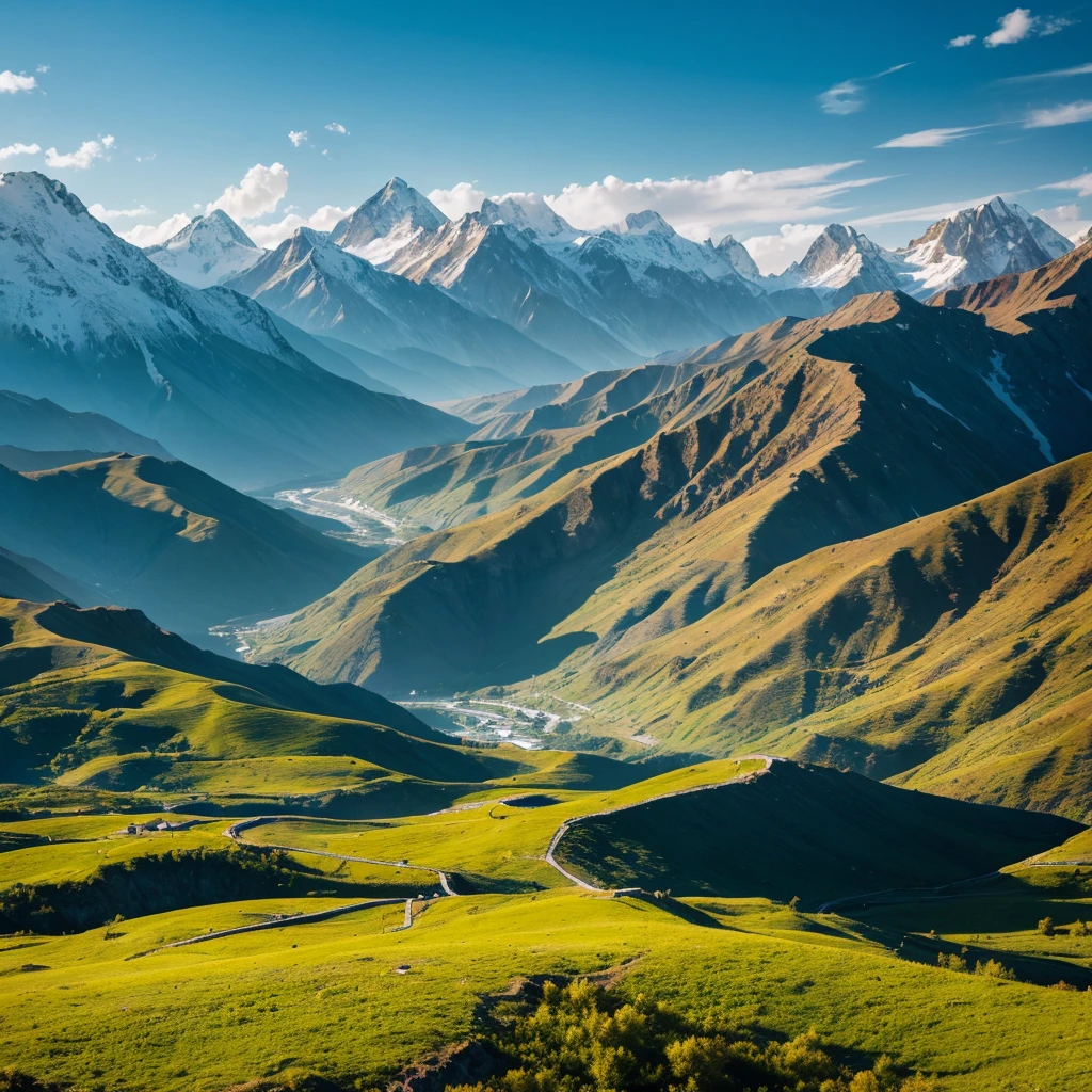 Cosmos simultaneously plateau Soft sunlight behind the male々Beautiful Mountains