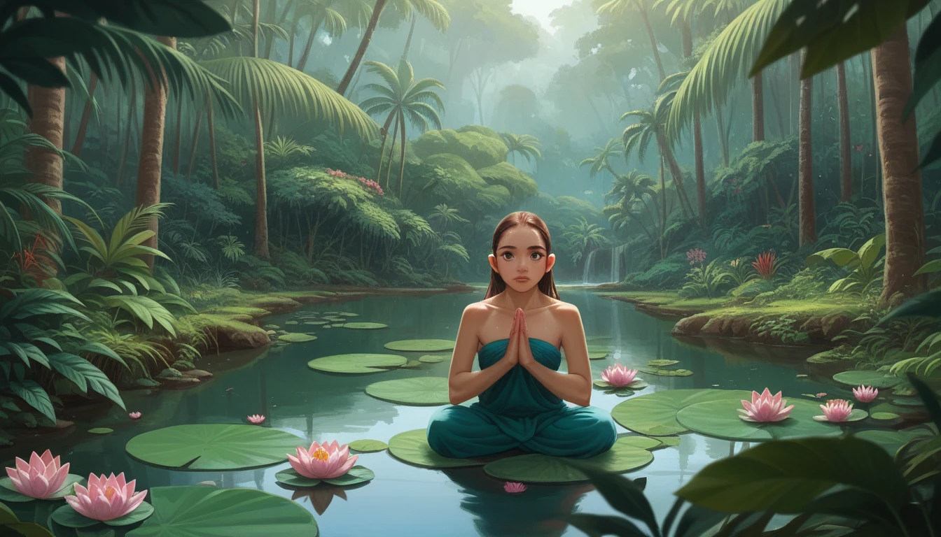 (view from above,cum on the head:1.2),close-up,The legend of korra, 1girl,korra, muscular,(dark skin,big tits,nude,sitting cross - legged:1.3 ,)( meditating,lotus pose sitting on meditation:1.4), closed eyes
