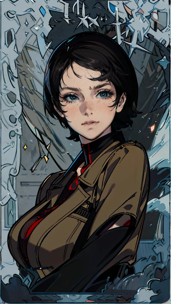 A beautiful, happy bust portrait of Ada Wong from Resident Evil, extremely detailed facial features, beautiful eyes and lips, cinematic lighting, hyper realistic, 8K, photorealistic