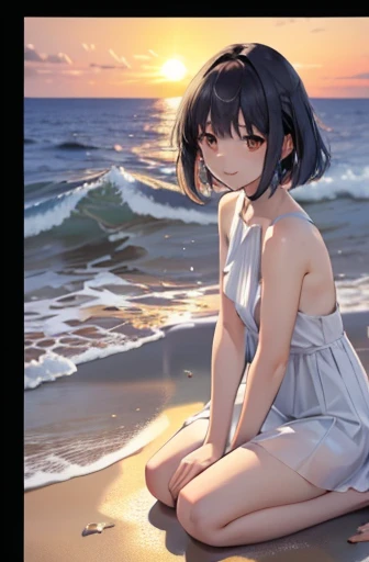 Masterpiece, beautiful beach view, starry, a big shooting star.