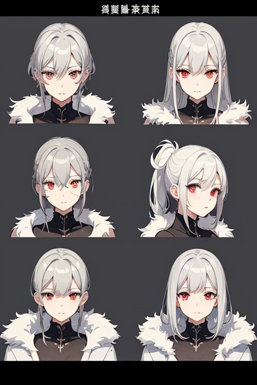 anime girl, grey hair, long hair, short hair, straight hair, bob cut, dilated pupils, devil pupils, open mouth, embarrassed, blush, tongue out, expressionless, naughty face, naughty, yandere, fang, rape face, anime, Conceptual art, high detail, anime style, reference sheet, from side, from below, from behind, from above, UHD, masterpiece, anatomically correct, super detail, high details, high quality, best quality, highres, 8k, caracter design, art concep, medical jacket, vampire, elf ear