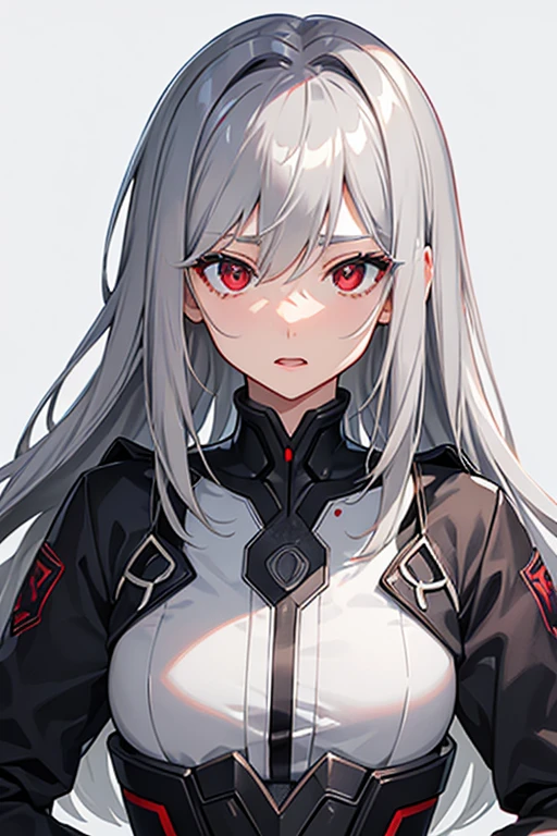 High resolution, detail, 高いdetail, Shortcuts, Gray Hair, Grey Hair, Silver Hair, chest, Open your mouth, Red eyes, Multiview, accessories, Illustration, Anime Style, Character Design, Overall view、girl、