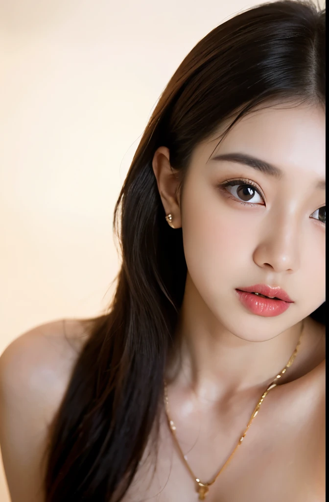 (masterpiece:1.3), (8 thousand, realistic, RAW photos, best quality: 1.4), (1 woman),(very sexy), (Beautiful makeover), (((유난히 아름다운 realistic 얼굴))), (((Create a slim and beautiful body))), (long eyelashes), (double eyelid), (Brown hair, parted, long hair:1.3), (아름다운 parted스타일), (Realistic and truly beautiful and delicate eyes), (((beautiful and big breasts))), (realistic and beautiful skin), (absurd), (attractive), (ultra high resolution), (extremely realistic), (very detailed), (golden ratio), (necklace), (earring), (So beautiful and sexy), (((beautiful eyes))), (((high nose))), (((small nostrils))), (((beautiful mouth))), (((beautiful mouth술)))