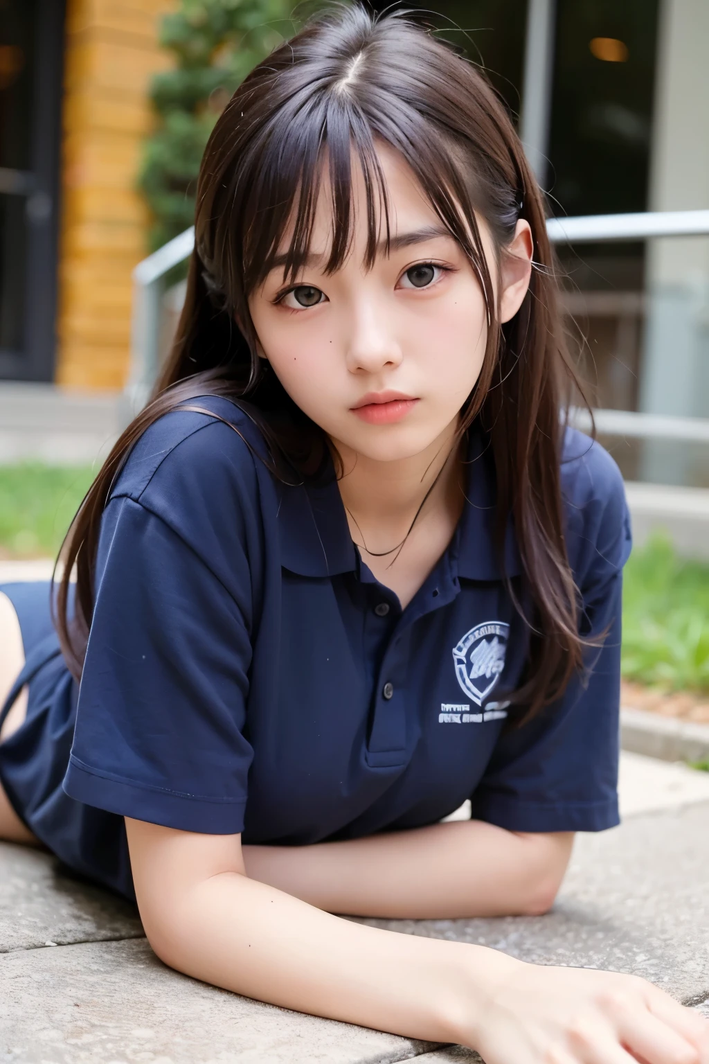 Highest quality, masterpiece, 1 girl, 14~18-year-old, Beautiful Face, Realistic, High resolution,School, Student Uniform,sexy,Lying down