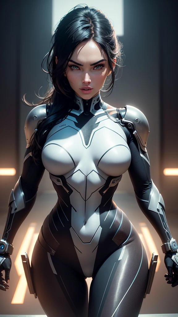 cinematographic, hyperdetailed, and incredibly detailed, This work of art captures the essence of Megan Fox with stunning beauty.. The color grading is very well done., improving the overall cinematic feel. Unreal Engine brings your anatomical suit to life with cybernetic muscles, looking even more fascinating. With the use of depth of field. (Degrees of freedom), every detail is focused and accentuated, drawing attention to his eyes and the intricate design of the anatomical cybernetic muscle suit. . Image resolution is at its maximum., Using super resolution technology to ensure every pixel is perfect.. cinematographic lighting enhances her aura, while anti-aliasing techniques like FXAA and TXAA keep edges smooth and clean. Adding realism to the anatomical cybernetic muscle suit, RTX technology enables ray tracing. besides, SSAO (Screen space ambient occlusion) gives depth and realism to the scene., The girl's anatomical and cybernetic suit becomes even more convincing.. In the post-processing and post-production stages, tone mapping enhances colors, creating a captivating visual experience. CGI integration (computer generated images) and visual effects (The visual effect highlights the intricate features of the cybernetic anatomical suit perfectly... sound effects (sound effects) complement visual art, immersing the viewer further in this fantastic world. The level of detail is impressive., with intricate elements meticulously crafted, la obra de arte is hyper maximalist and hyper realist. Volumetric effects add depth and dimension., and the photorealism is incomparable. The image is rendered in 8K resolution., ensuring super detailed images. Volumetric lightning adds a touch of magic., highlighting her beauty and the aura of her anatomical cybernet muscle suit