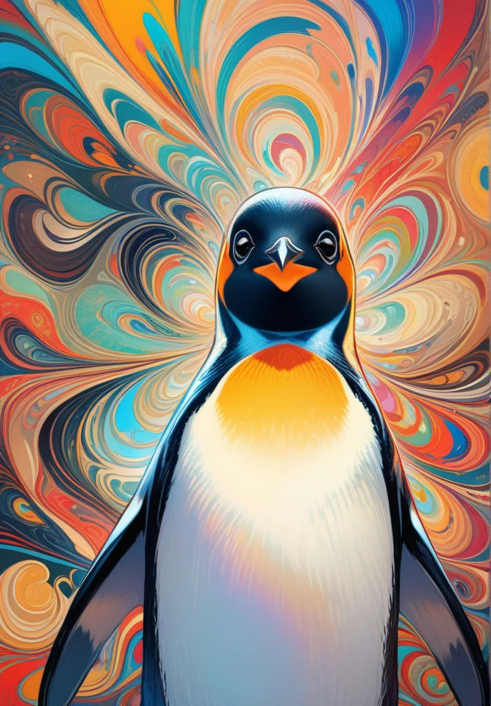 (masterpiece, Highest quality, Highest quality, Official Art, beautifully、aesthetic:1.2),(penguin,Upper Body:1.3),Very detailed,(Abstract art:1.2),colorful,Most detailed,Black and Gold,