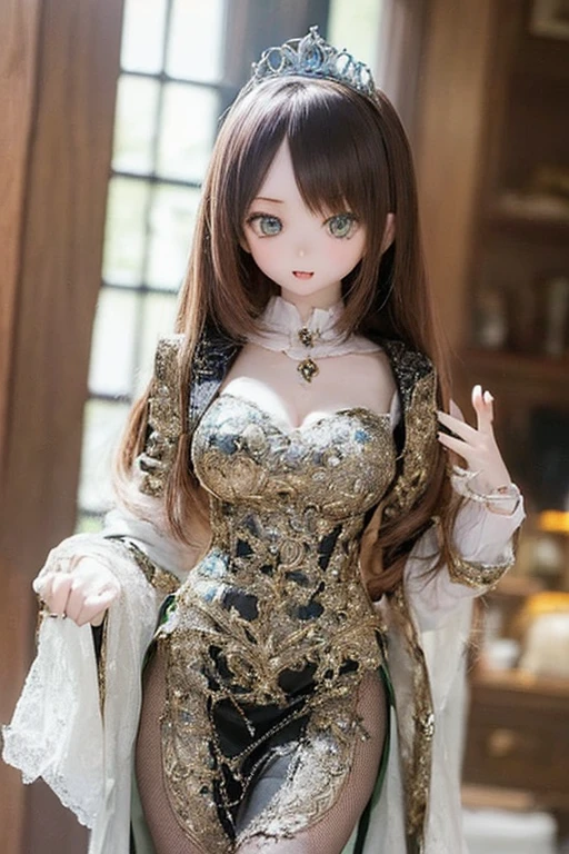 kukolnydom, doll, (mature woman, 21yo, 21 years old, solo:1.6), ((tiara, princess costume, castle))