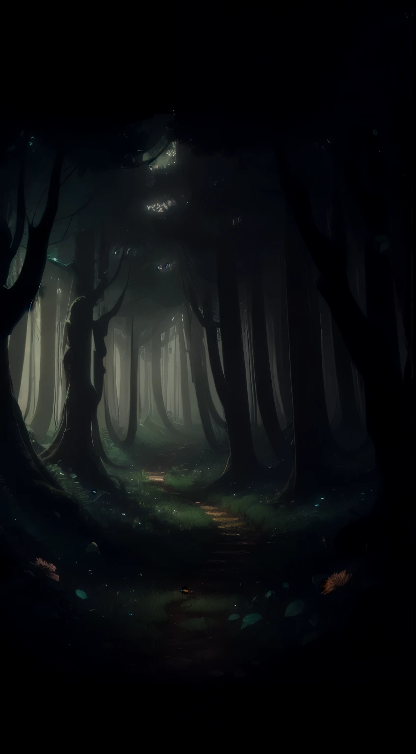 (Mega Detailed CG Unity 8k Wallpaper, artwork), High Contrast, Thick Fog, Dense forest, Emerald green, Magic lighting, Leaf Cutter, Flower crown.  