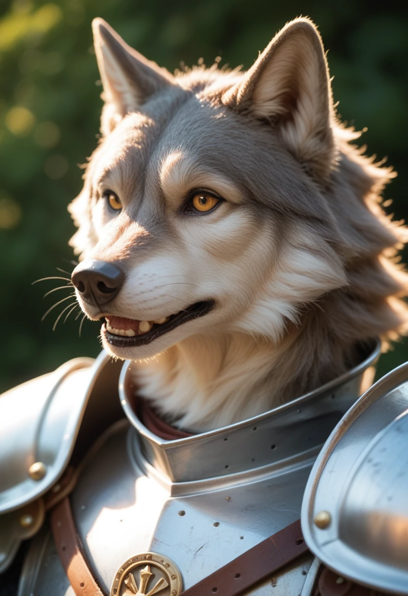 A knight with a wolf
