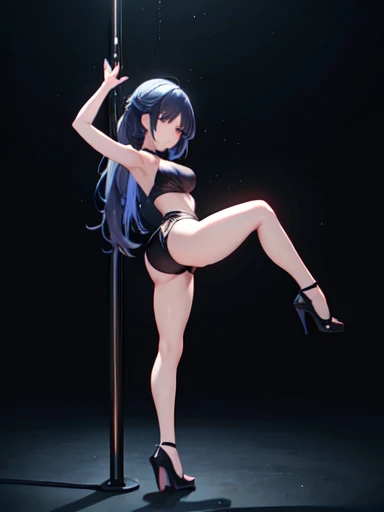 Film Photography, One girl , sexy , (((whole body ))) , Dynamic pose , (((sexy pose))), Great Character: Fascinating pole dancer style: Sensual acrobatics explained: She's on the pole dancing stage, Wearing seductive lingerie that accentuates her flexibility. Her hair is a lovely lavender color, The water flows down her back as she performs complex rotations and poses.. Captivating amethyst eyes, Captivating choreography, And a teasing smile, She exudes seductive sensuality under the spotlight.. The club atmosphere is a mix of dim lighting and electric energy. , Large Breasts, whole body, (Realistic eyes, Natural skin texture, Realistic facial details), In detail, Surreal、Large Breasts