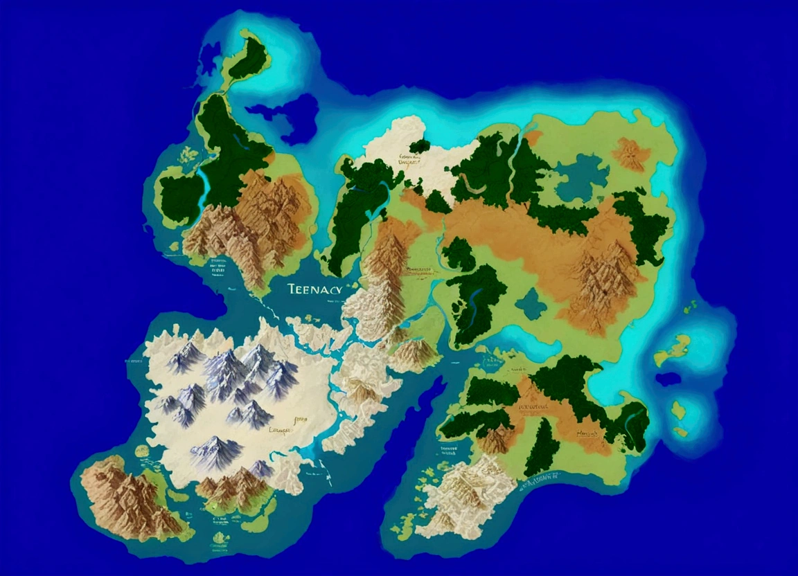 a map of the world with a lot of different terrains, ancient fantasy regional map, detailed fantasy map, fantasy map, fantasy world map, fantasy maps, d&d fantasy setting, final fantasy vll world concept, based on geographical map, map of fantacy world, steam workshop maps, simple fantasy map, zelda breath of the wild map
