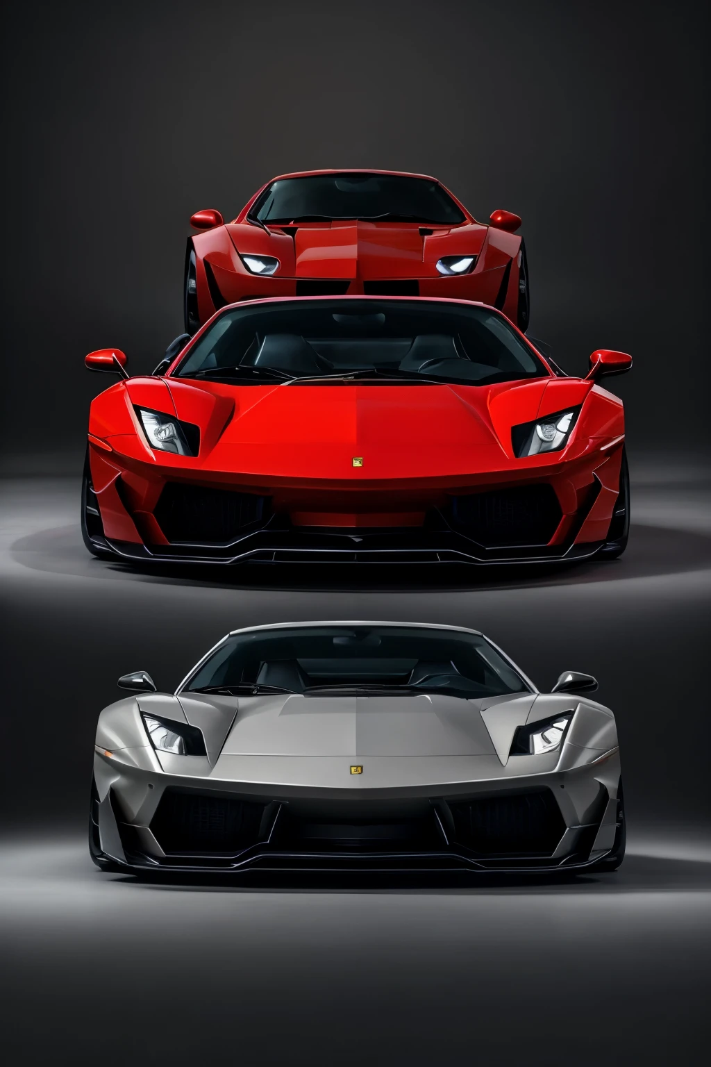 Draw a captivating fusion of the iconic Ferrari Enzo and Lamborghini Aventador in three distinctive frames, showcasing a harmonious blend of their renowned designs.
Frame 1: Front View
Witness the fusion of these legendary vehicles as a magnificent amalgamation of Ferrari Enzo's sleek, menacing front grille and Lamborghini Aventador's striking, angular headlights. The low-slung hood, sharpened by the nose and character lines, leads to the imposing Ferrari-inspired front bumper, intricately intertwined with the Lamborghini's signature Y-shaped air intakes.