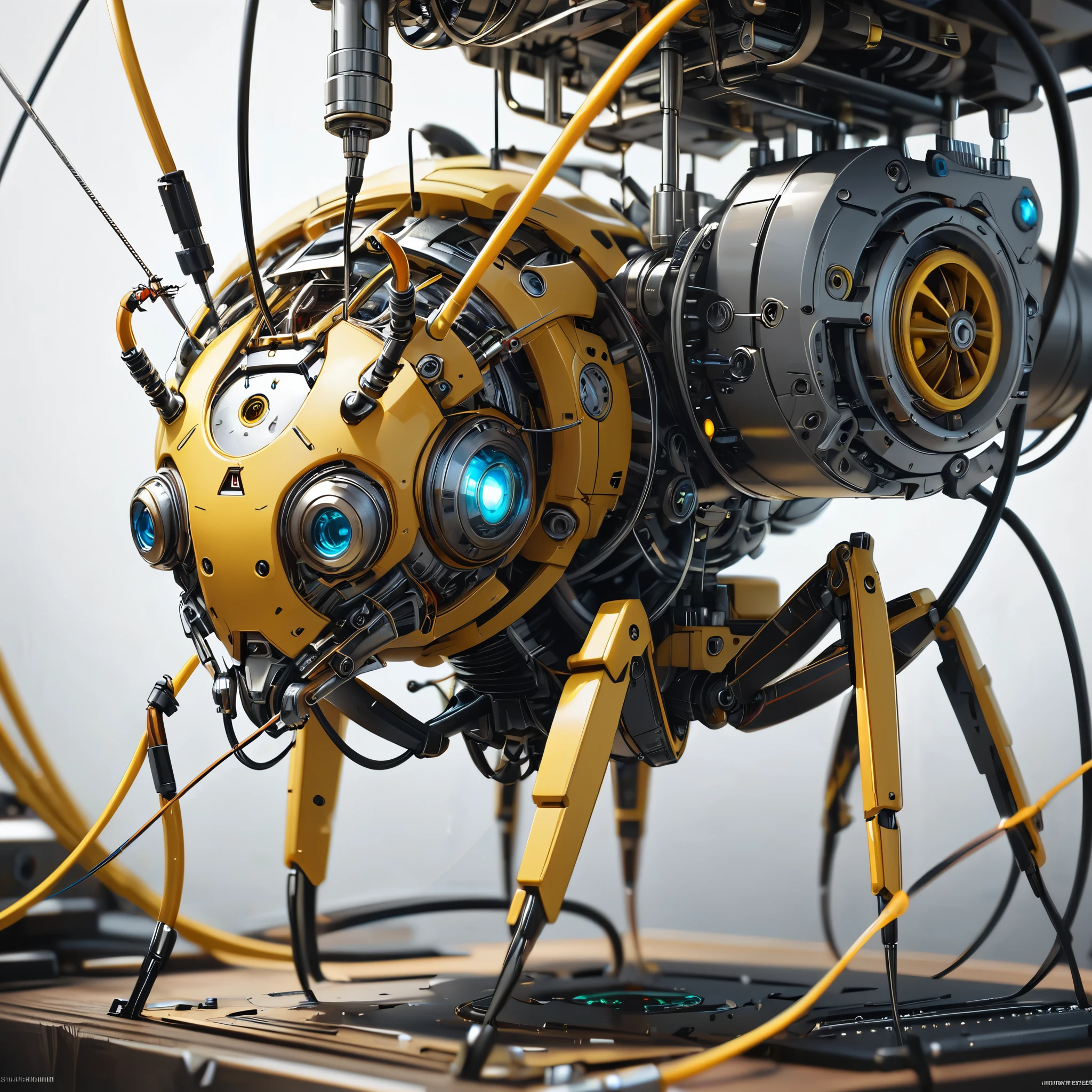 mechanical creatures, Ant, precision instruments, machines, machine parts, LED eyes, wire cables, (ultra detailed, absolutely resolution, best quality:1.3), 2.5D, delicate and dynamic, artistic photography, hyper realistic, graphic CG digital art