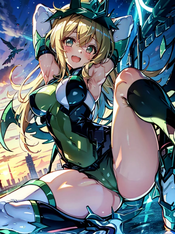 (Extremely detailed CG), (Highest quality),(full body)，(( Spread your legs，Strike a Pose)),1 _girl,alone, Akatsuki Kirika，symphogear，Perfect Face,  Glowing Skin, Glowing Skin, Wide Hips,Tight waist,Knee-high boots，Elbow Bag,1 girl, Long Hair, Big Breasts，Thick thighs，sunset，Octane，(rise_leg:1.2),(leg_in_front_of_girl:1.3),rise_feet,stretch_knee,rise_sole,rise_heel,rise_ toes,rise_ankle,(stretch_leg:1.1),(Buttocks:0.6),big_smile, laugh,back_knee,I-shaped_balance,stretch_knee_back,crotch,