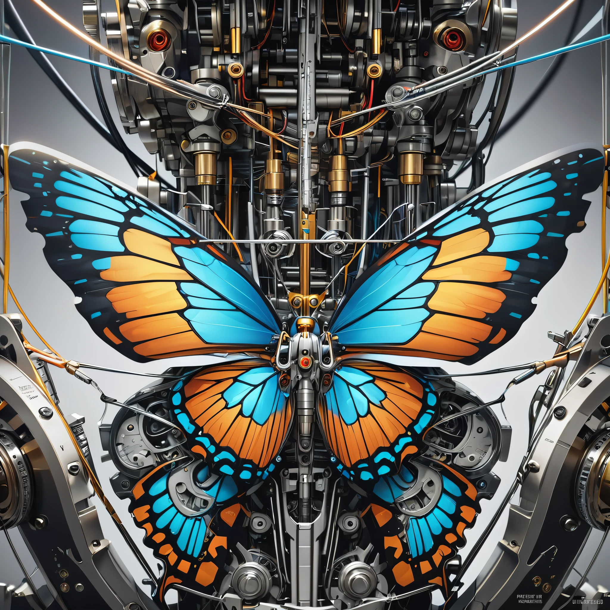 mechanical creatures, Bee, precision instruments, machines, machine parts, LED eyes, wire cables, (ultra detailed, absolutely resolution, best quality:1.3), 2.5D, delicate and dynamic, artistic photography, hyper realistic, graphic CG digital art
