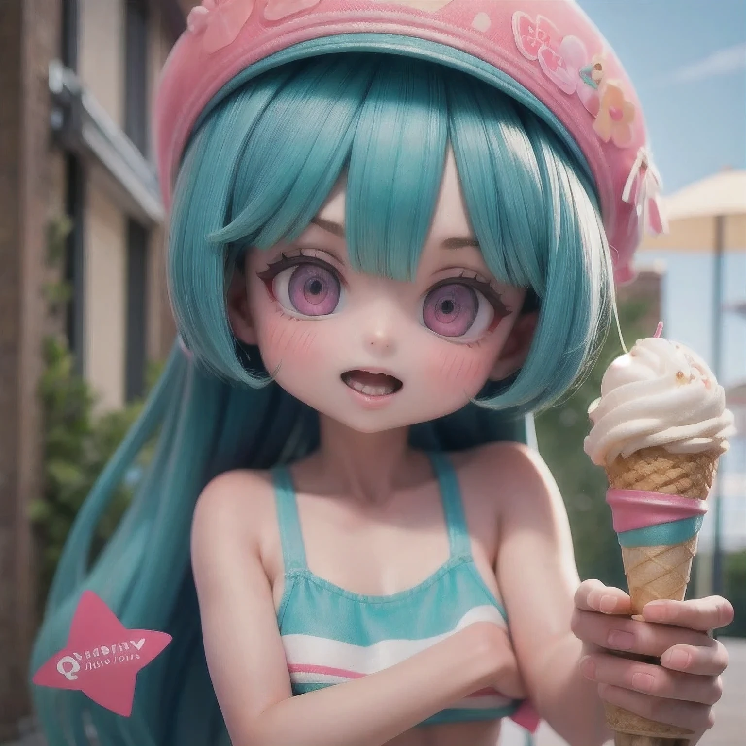 girl in a bikini eating an ice cream cone, eating ice cream, in a bikini, angela white, giorgia meloni, katy perry, in bikini, eating ice - cream, wearing spandex bikini, ice cream on the side, bikini, ice cream, wearing a bikini, candid photo of dirty, shiny plastic bikini, candid shot, cone, 1 girl, solo,in a green dress standing by a wall,portrait of female idol