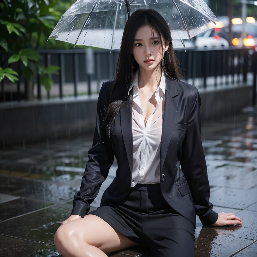 mini skirt、Leg spread、Hair getting wet in the rain、Transparent shirt、Beautiful woman getting wet in the rain、typhoon、Get wet without an umbrella、Beautiful woman in the rain、雨で濡れたBeautyOL、Detailed face、Realistic、beautiful girl、Beauty、Office Lady Uniform、beauty、Transparent nipples、Beautiful woman、Narrow waist、Handsome woman、Tight pants look、suit、Sexy pose、タイトなsuitパンツ、雨で濡れたsuit、Wet naked shirt、See-through shirt、Shot in heavy rain、Naked shirt