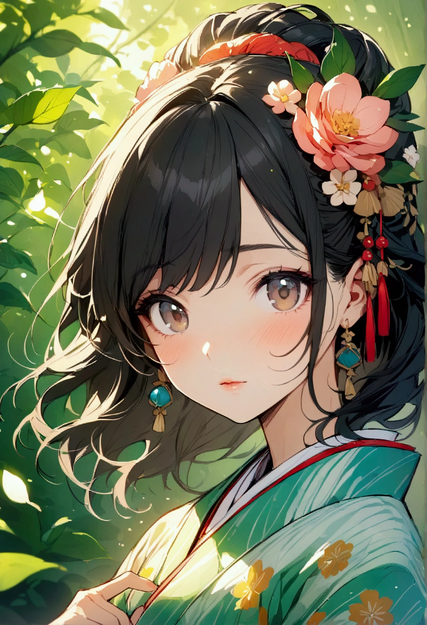 Highest quality, so beautiful, Very detailed, Best illustrations, kimono, One girl, black_hair