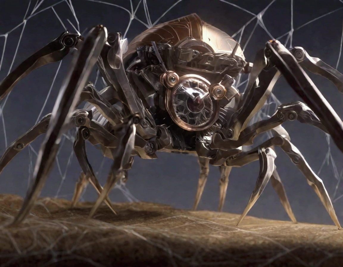 A mechanical spider spins a precise web