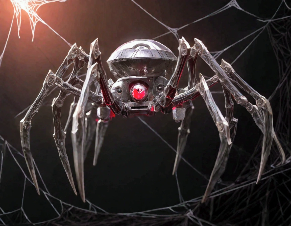 A mechanical spider spins a precise web