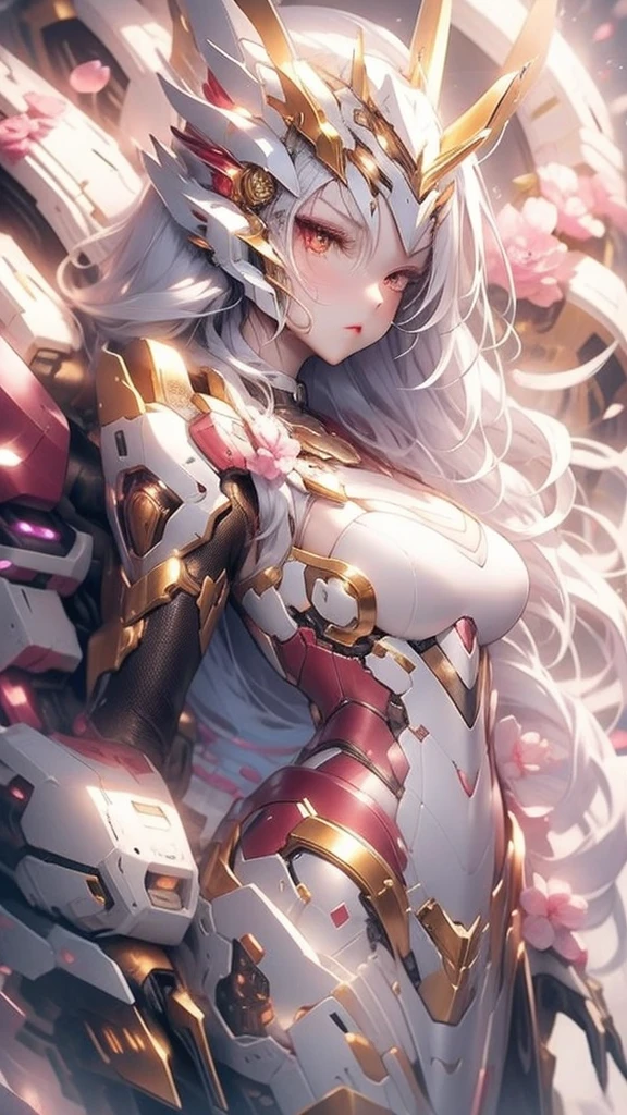 fair, elegant, Mild, oriental adult (woman), long flowing hair(White), face shape (Cold) ,Sexy (Little mouth), Dragon Horn (White), E cup, Dragon scale armor ( White),