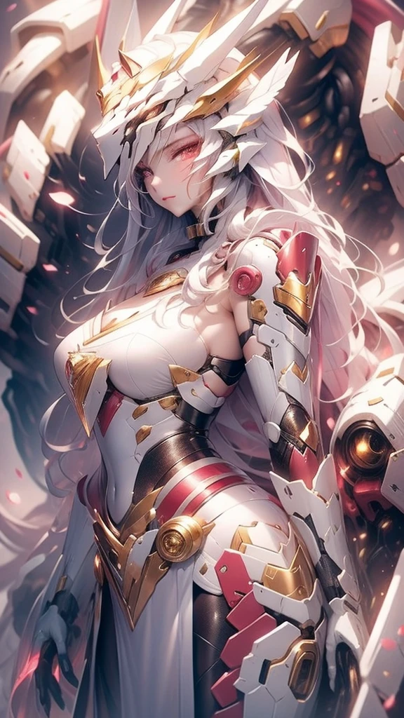 fair, elegant, Mild, oriental adult (woman), long flowing hair(White), face shape (Cold) ,Sexy (Little mouth), Dragon Horn (White), E cup, Dragon scale armor ( White), 