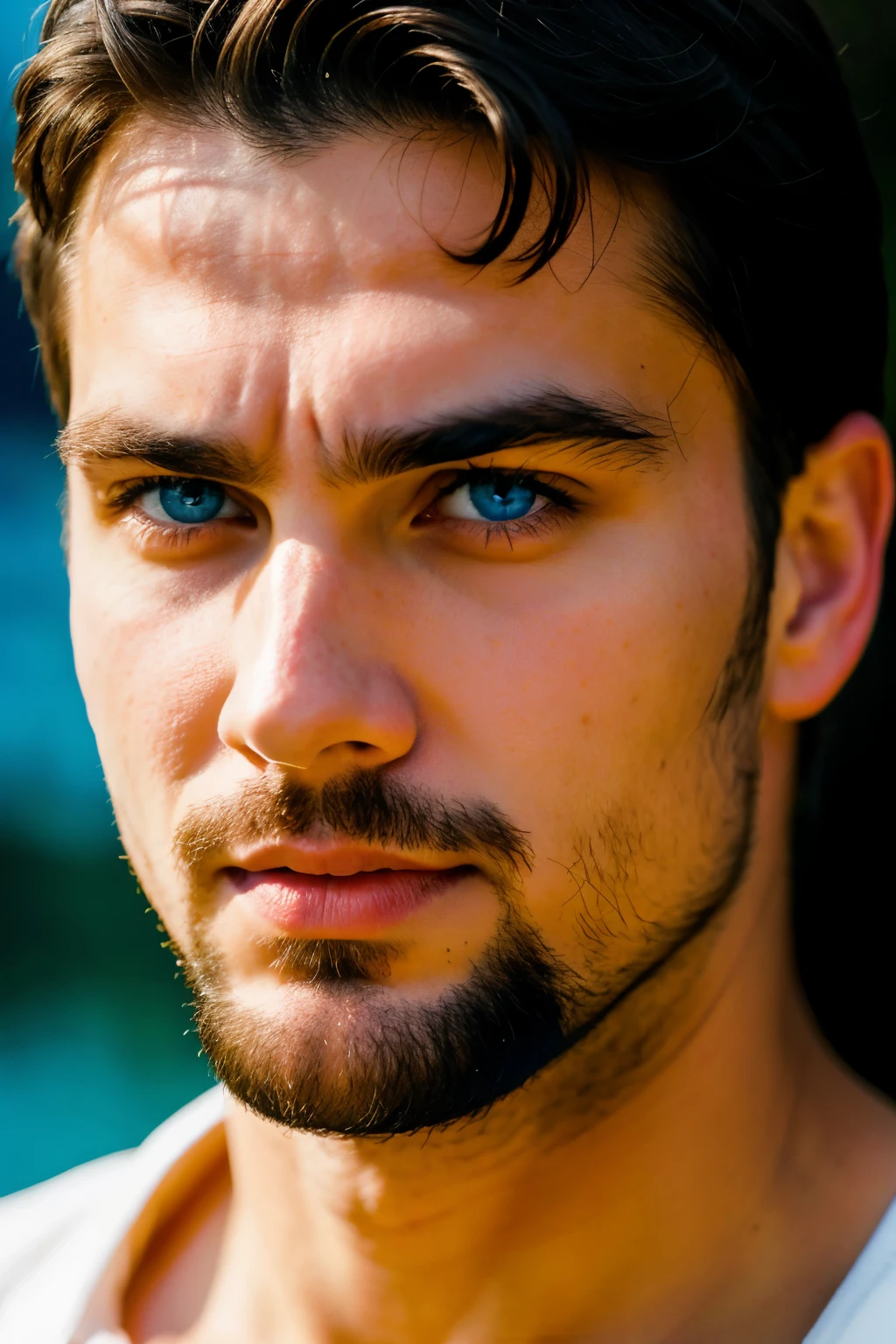 A strong  man, blue eye