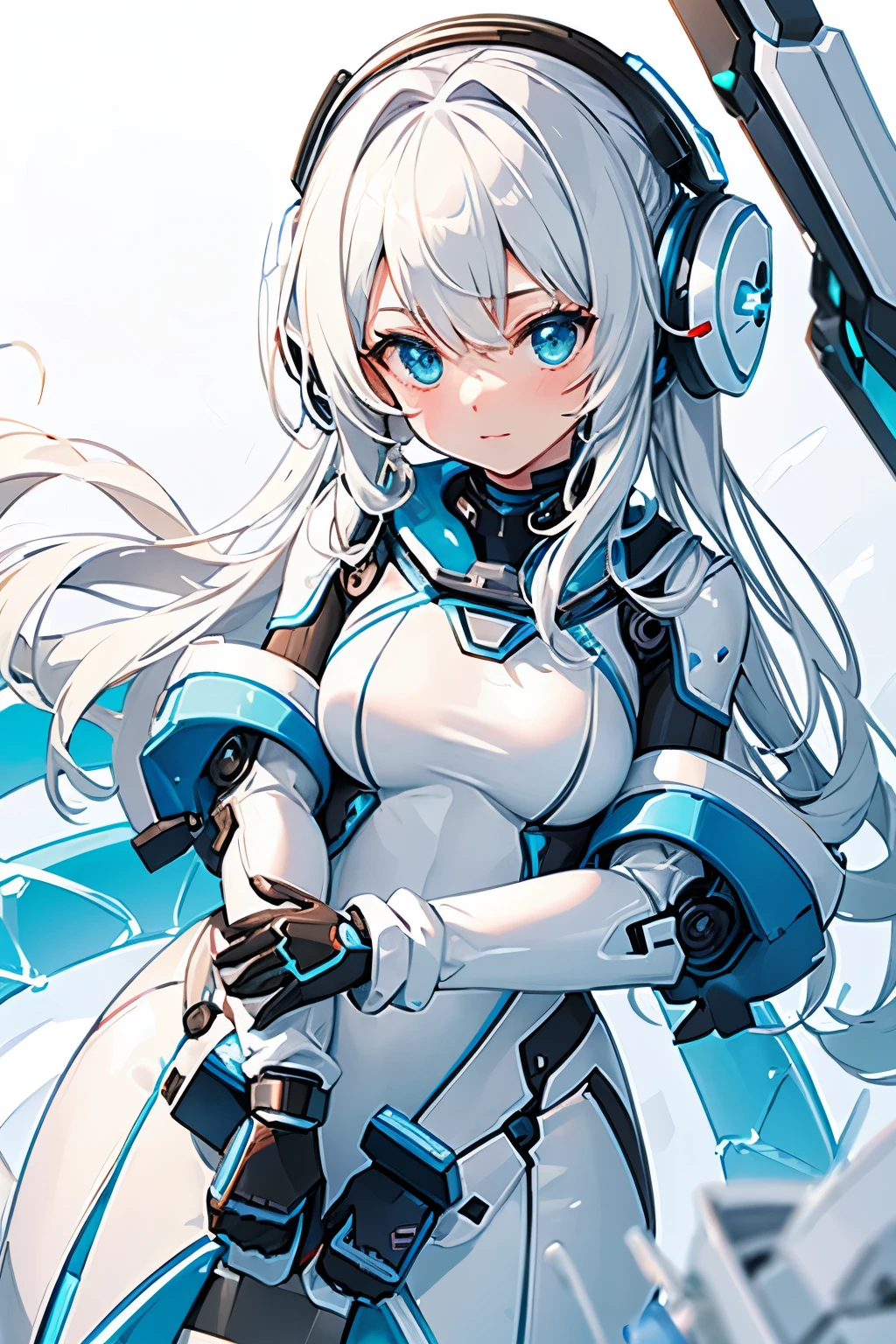 A robot girl wrapped in white slime