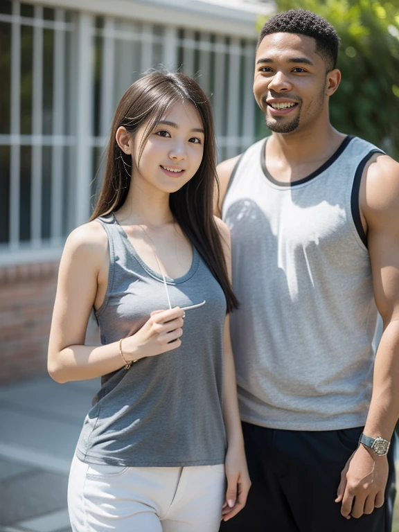 17 years old girl((wearing tanktop))gf with black man bf