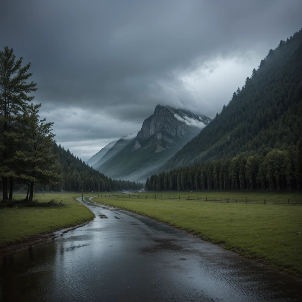A rainy landscape