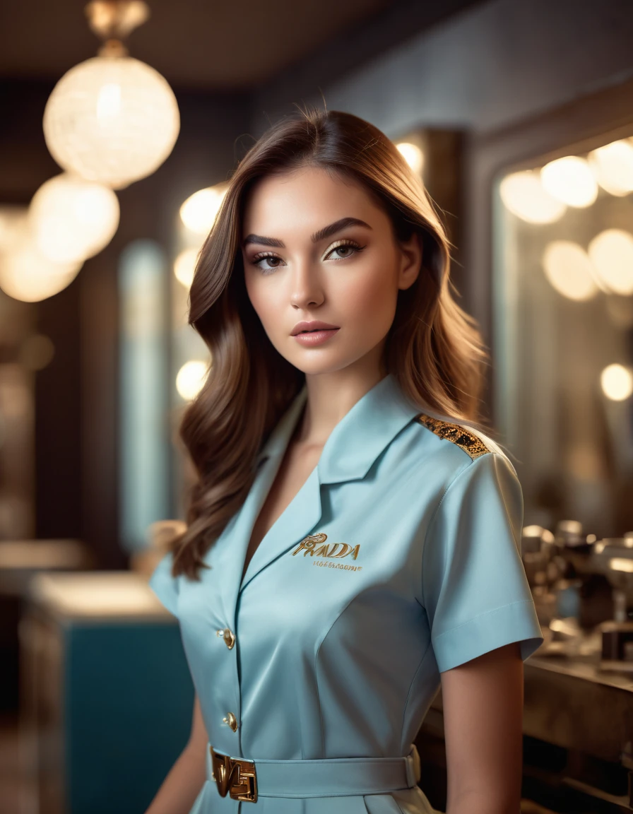 (dynamic pose:1.2),(dynamic camera),photo RAW,(close-up,a young beautiful woman with long brown hair,person in podiatrist uniform on a workshop, (vogue, prada, versace:1.2), glamourous, fashion world, magazine shoot, fluff, (dreamy glow, kitsch outfit:1.2), sharp focus, clear, detailed), masterpiece, award winning photography, natural light, perfect composition, high detail, hyper realistic,lens flare,Timeless Elegance, Classic Tones, Refined Lighting, depth of field,sharp focus