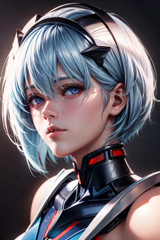 Realistic high detail portrait of rei ayanami,
