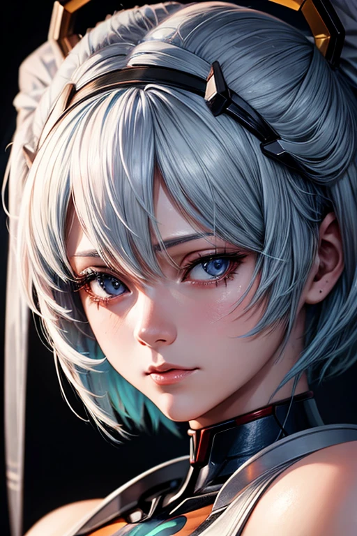 Realistic high detail portrait of rei ayanami,
