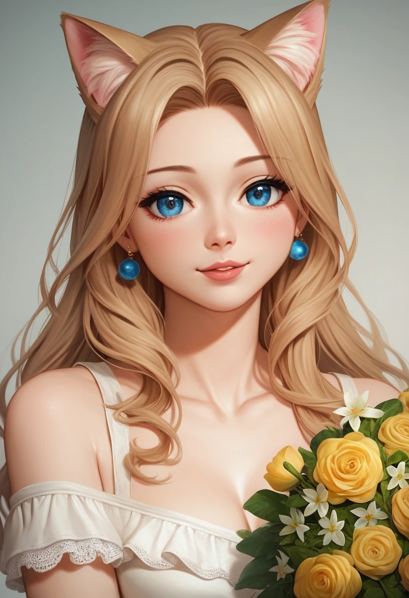 There was a cat sitting in a bouquet of flowers, Cute detailed digital art, cute detailed artwork, 4k highly detailed digital art, Beautiful digital artwork, 4K detailed digital art, gorgeous digital art, beautiful digital art, Detailed painting 4 K, cat detailed, Beeple and Jeremiah Ketner, Highly detailed digital art, lovely digital painting