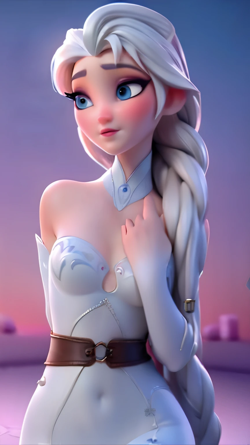 elsa, (perky breasts), (((small breasts))), affected smile:1.2, beautiful blue eyes, (perfect iris), depth of color in your eyes, by rubio, by the wide, braid, full lips, blush, naked, she is showing her vagina, depth of field, bokeh, (Special attention to leather details.: 1.2), masterpiece, Best Quality, ultra detailed, ultra HD, photorealistic, cinematographic, ((Medium camera shot)), sensual pose, seductive, Nipples:1.4, looking to the camera, closeup of his face, her cheeks are blushed, 22 years, she is on her knees, eye contact:1.4, Angle elevation:1.5, ((Closeup on face)), perfect face, (((visible breasts))) bokeh everything other than her perfect face, The location is Arendelle in winter., ice castle