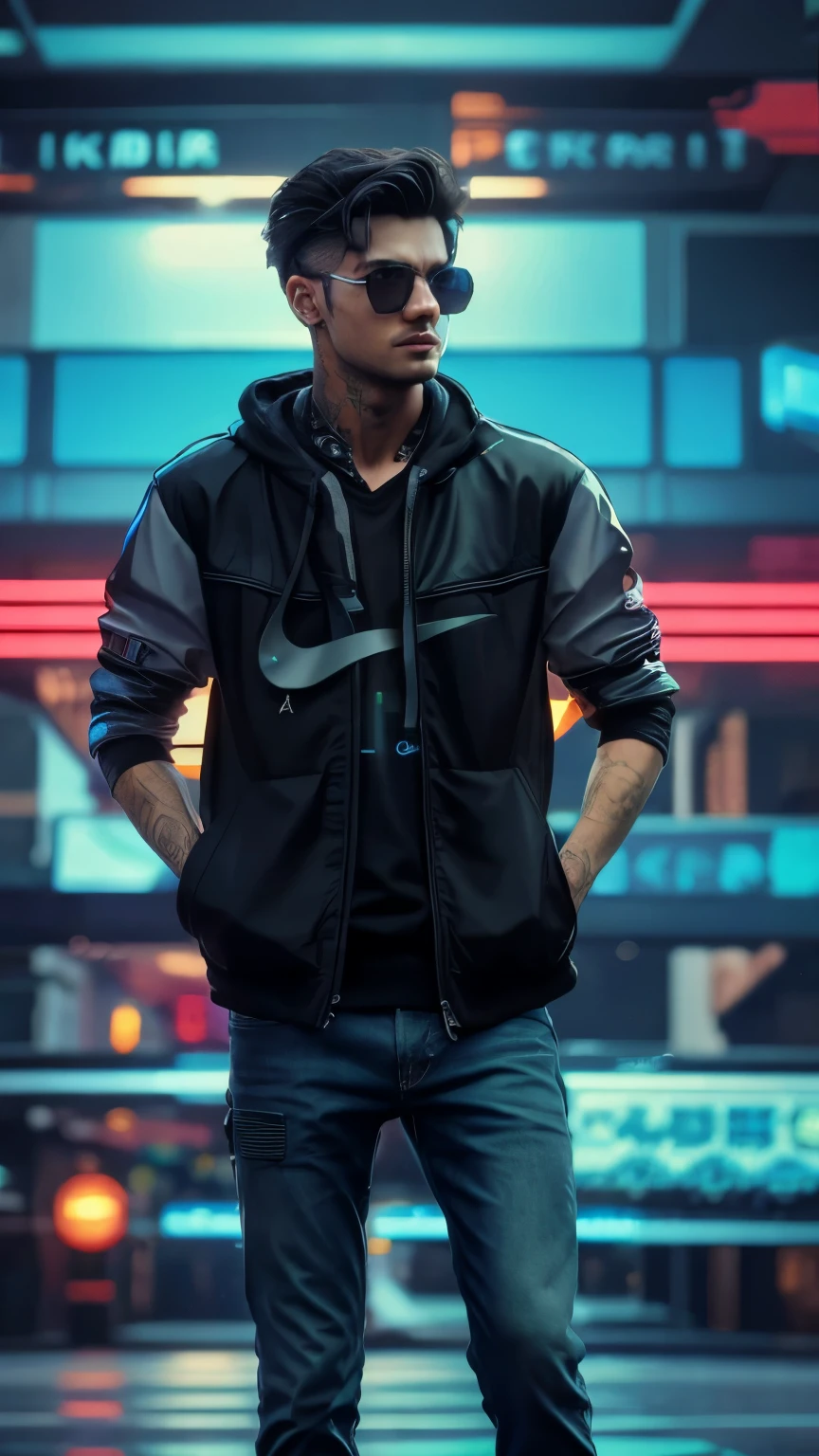 Change background cyberpunk handsome boy, realistic, face, 8k, ultra realistic,