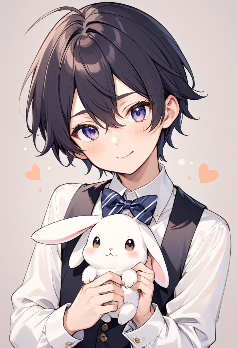A rabbit wearing a bow tie、male、cute、fine