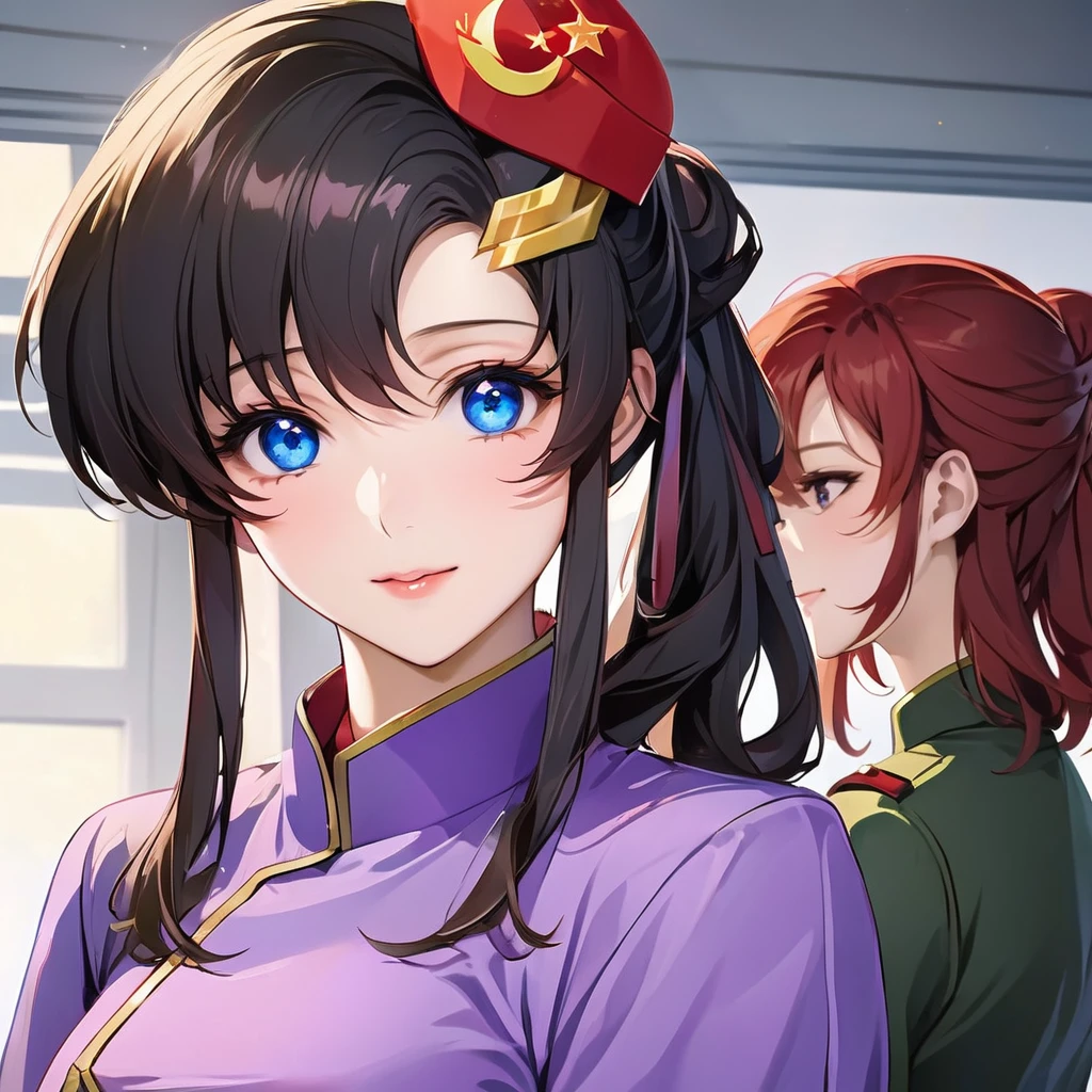 ((Highest quality)), ((masterpiece)), (detailed), （Perfect Face）、The woman is a Chinese Lacus Clyne with blue eyes and medium-long black hair. She is wearing an engagement ring. She has become a member of the glorious Chinese Communist Party and has sworn absolute loyalty to the Chinese Communist Party. She is a righteous Communist Party member of China.、The woman is dressed in the fine attire of a Chinese Communist Party member.、For the sake of China, they dye their hair, hairstyle, clothes, and everything they wear belongs to the Chinese Communist Party, and their thoughts are also Chinese, becoming great Chinese in body and mind.、The woman became Lacus Clyne, a Chinese woman who was proud of and loved China.