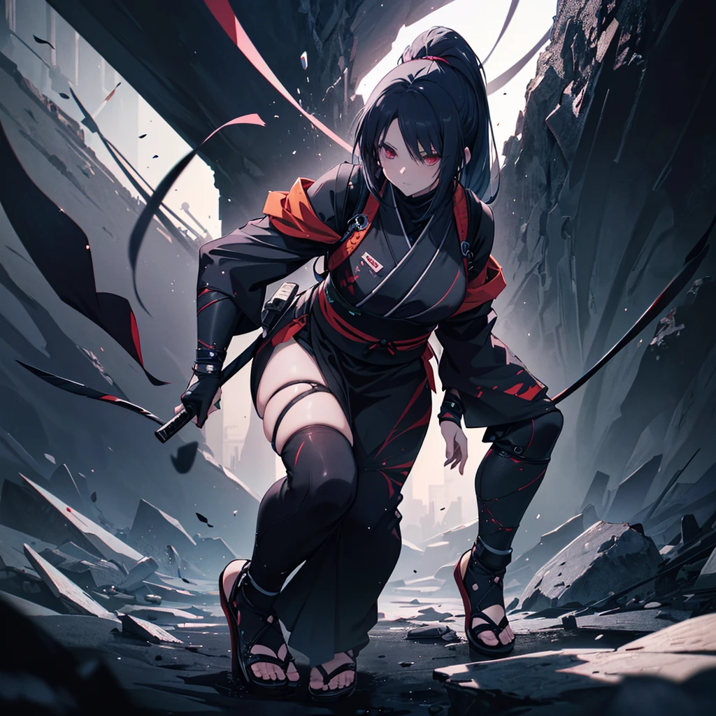 (Highest quality)),(Ultra-high resolution),(Ultra-detailed),(Detailed depiction),((Best Anime)),(A masterpiece of art),Sharpness,(One beautiful woman),Ultra-detailed art,The art of astonishing depiction, (Female Ninja in the Dark:1.3),(full body)