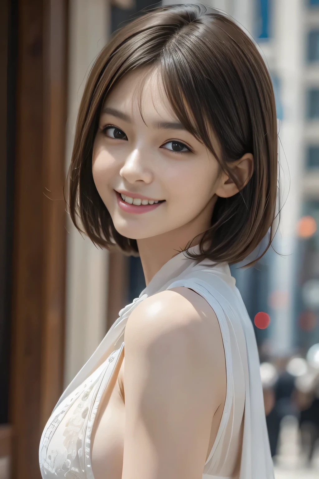 (Surreal), (shape), (Increased resolution), (8k), (Very detailed), (Best shape), (Beautiful and detailed), (Highest quality), (Very detailedな), (masterpiece ), ( wallpaper), (Detailed face), 1 girl, 44 years old, grin, Blue blouse and tight mini skirt, Looking at the audience, The finer details, Detailed face, In the Dark, Deep Shadow, secret key, Beautiful Face, Bob Hair