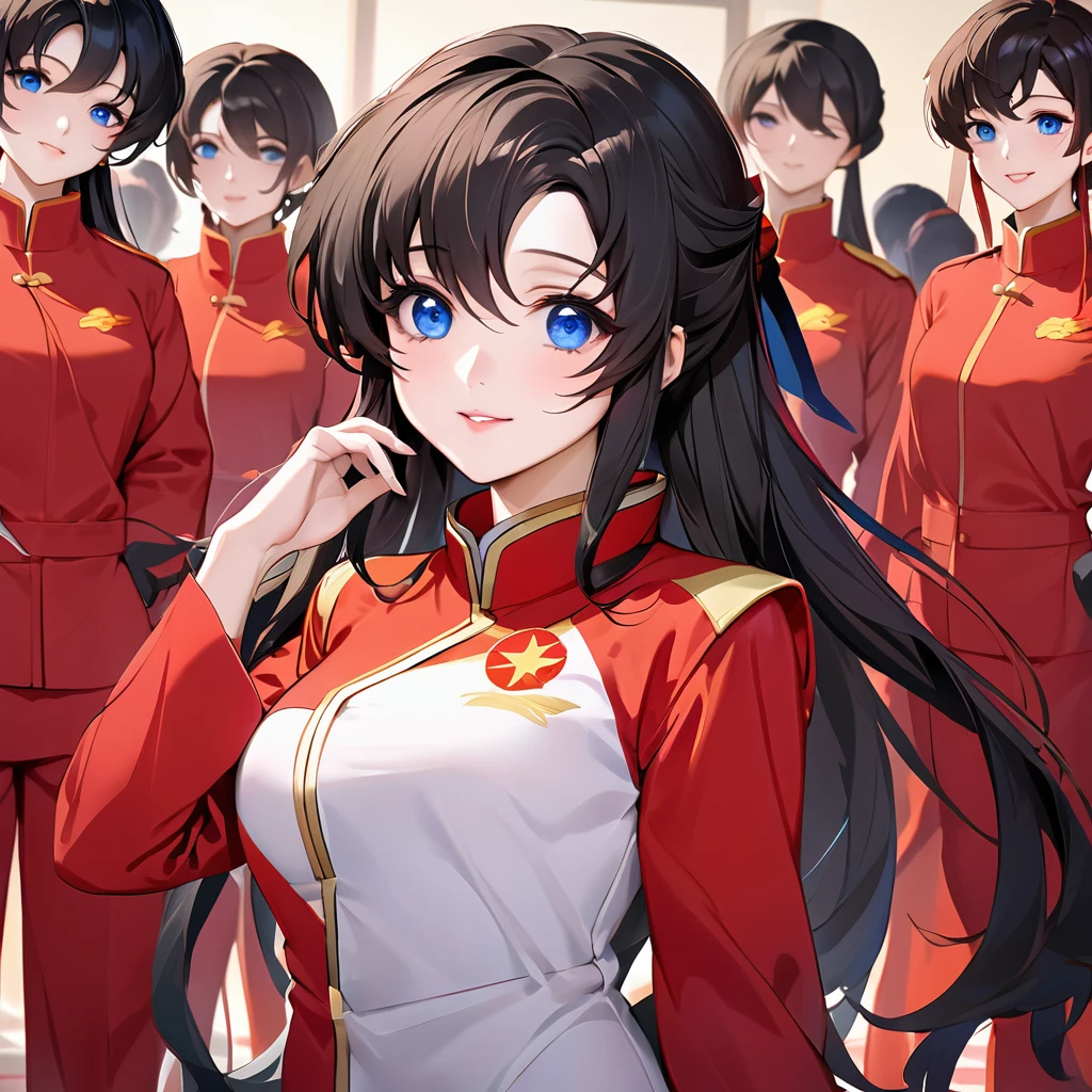 ((Highest quality)), ((masterpiece)), (detailed), (Perfect Face)、The woman is a Chinese Lacus Clyne with blue eyes and medium-long black hair. She is wearing an engagement ring. She has become a member of the glorious Chinese Communist Party and has sworn absolute loyalty to the Chinese Communist Party. She is a righteous Communist Party member of China.、The woman is a member of the Chinese Communist Party and is wearing a Mao suit.、For the sake of China, they dye their hair, hairstyle, clothes, and everything they wear belongs to the Chinese Communist Party, and their thoughts are also Chinese, becoming great Chinese in body and mind.、The woman became Lacus Clyne, a Chinese woman who was proud of and loved China.