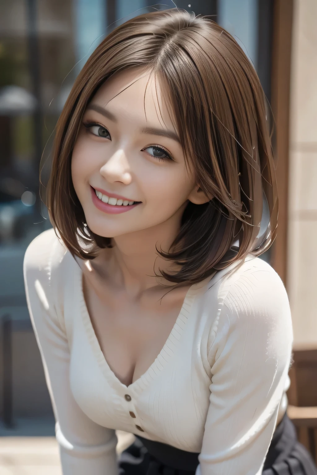 (Surreal), (shape), (Increased resolution), (8k), (Very detailed), (Best shape), (Beautiful and detailed), (Highest quality), (Very detailedな), (masterpiece ), ( wallpaper), (Detailed face), 1 girl, 44 years old, grin, Summer sweater and tight mini skirt, Looking at the audience, The finer details, Detailed face, In the Dark, Deep Shadow, secret key, Beautiful Face, Bob Hair