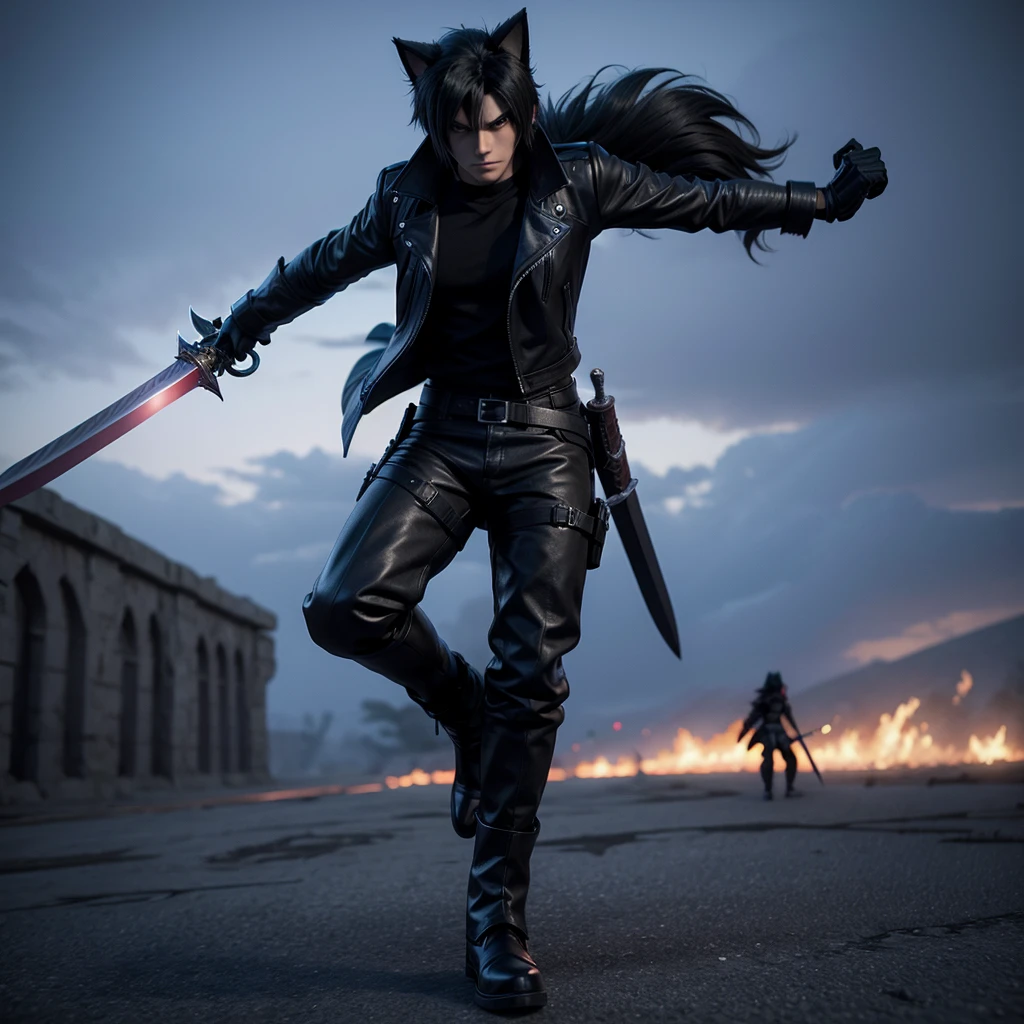 Shadow hedgehog, 3d model with sword in hand.