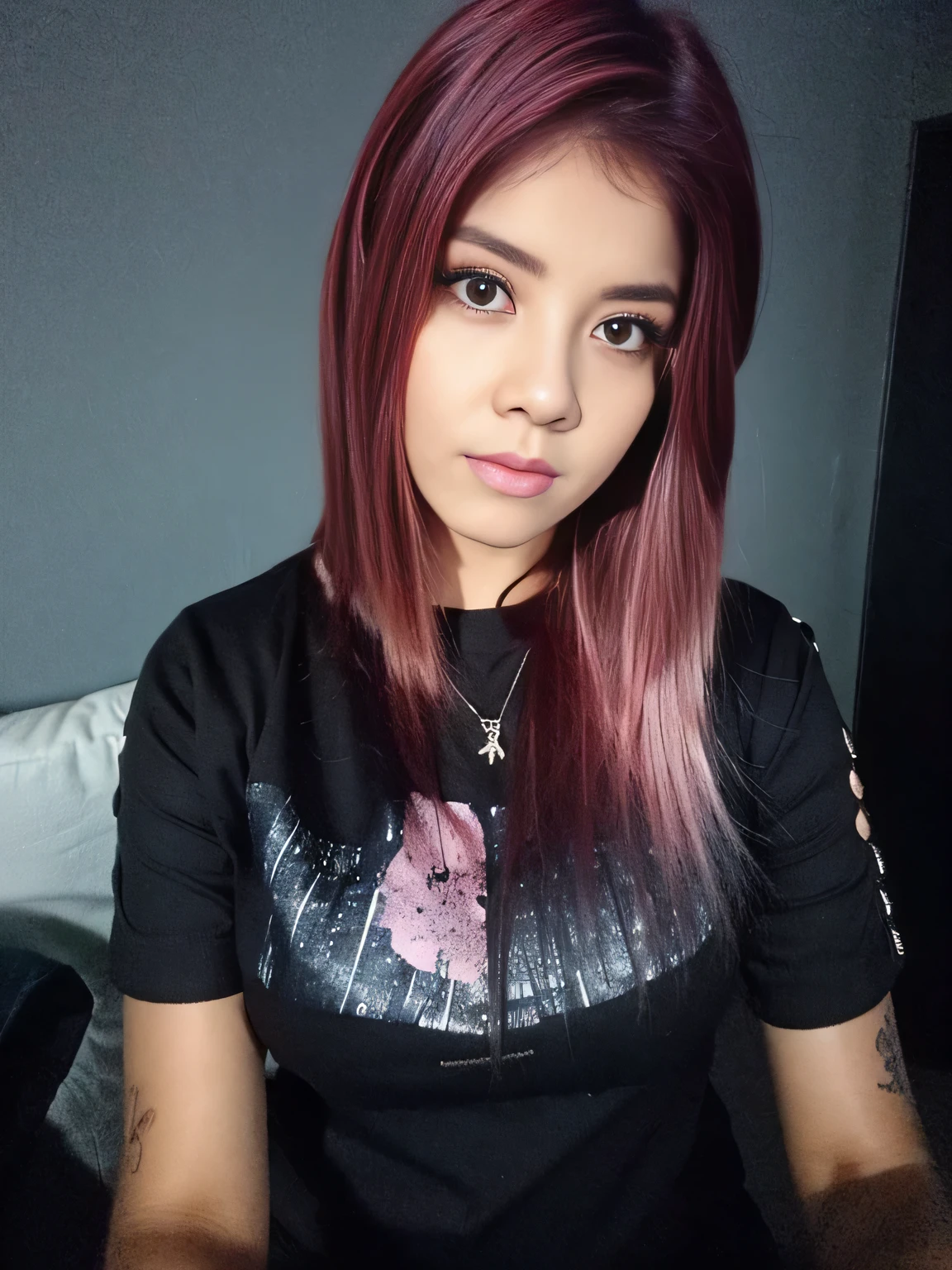 (((black clothes))), (((pink hair)))
