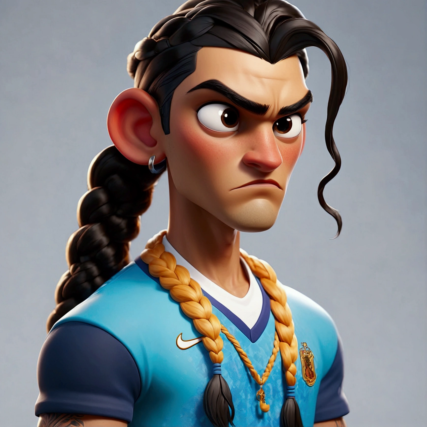 Half spanish male, 2 braids, nike clothing