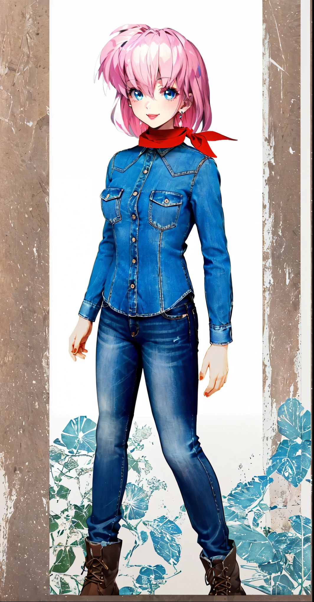 jeans、Brown boots、Anatomically correct feet